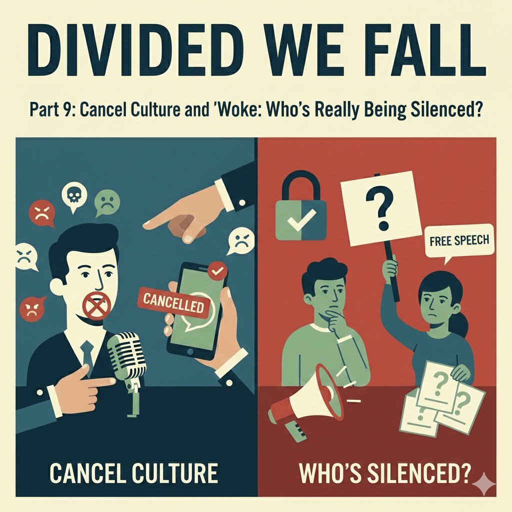 Divided We Fall Part 9: Cancel Culture and “Woke”: Who’s Really Being Silenced?